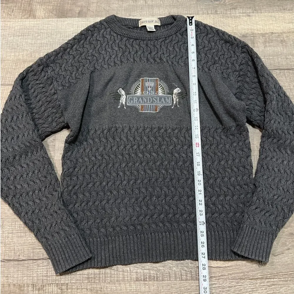 Grand Slam VTG Munsingwear Golf Crew Neck 3D Knit Sweater Mens Large Graphic